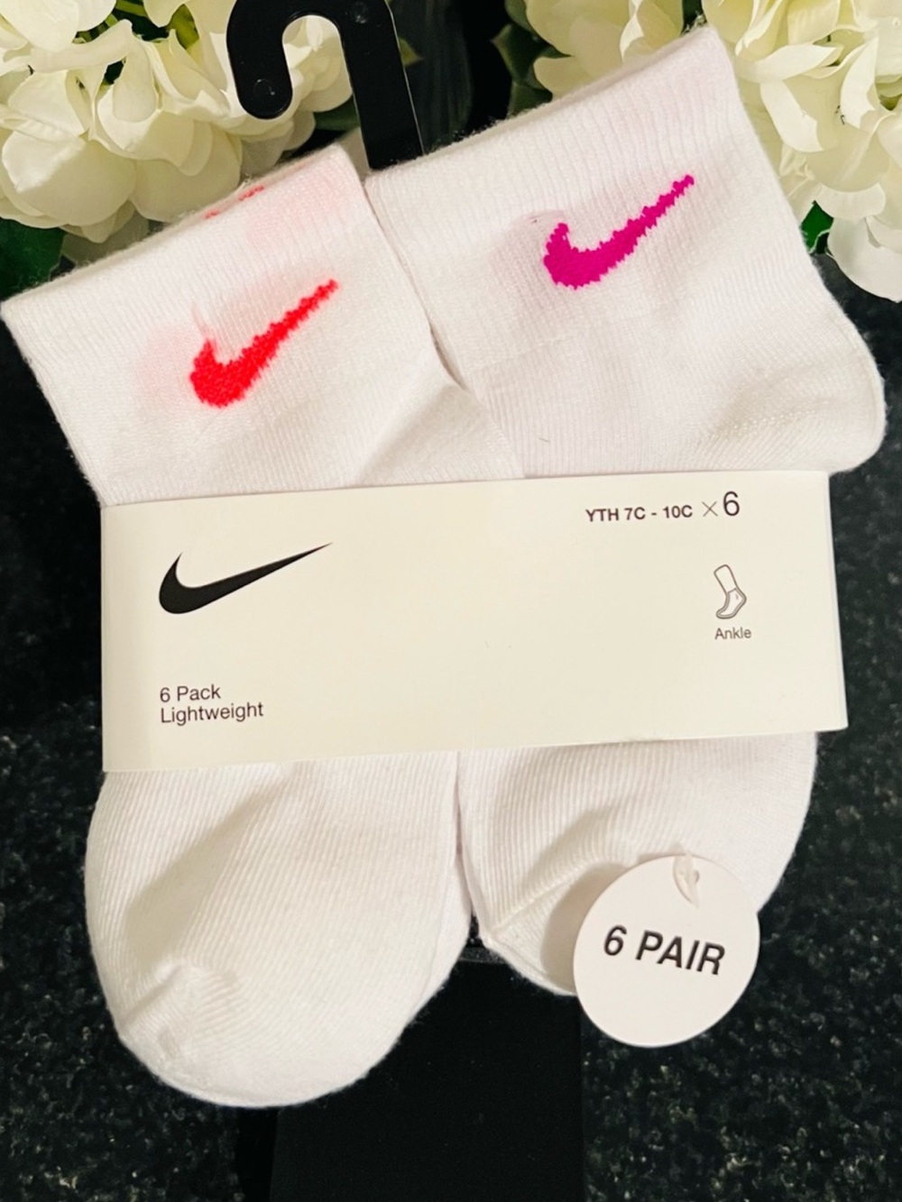 Nike Kids 6-Pack Socks Multicolor Swoosh SZ-5-7 Sock or SZ-YTH 7C - 10C shoe NWT